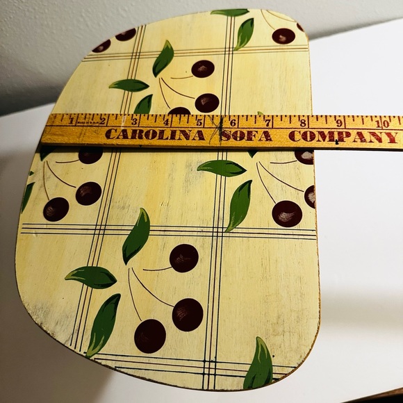 Vintage Tender Heart Treasure Cherry painted Wood Folding Stool Stand Indoor - Picture 12 of 12